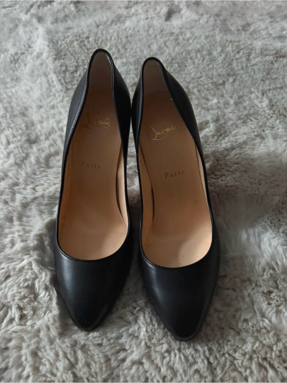 Christian Louboutin Black Leather Pointed-Toe Pumps
